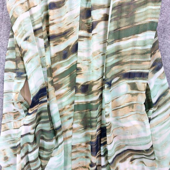 Simply Vera Wang Dress Sz L Green Cream Abstract Pleated Sleeveless Boho Comfort - Picture 11 of 12